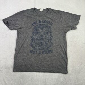 VTG Junk Food Chewbacca Im A Lover Not A Biter Grey SS Graphic Shirt Men's Med